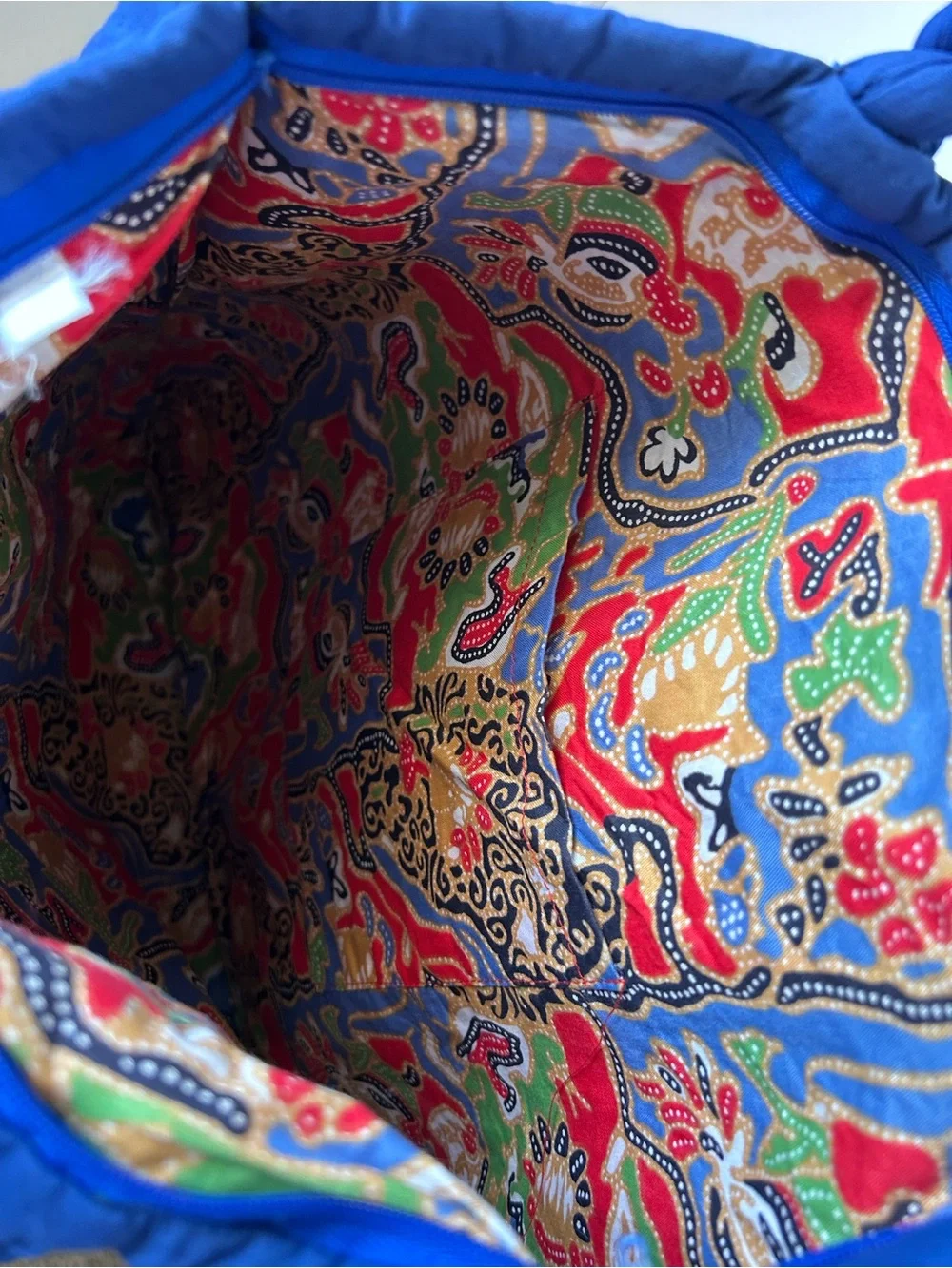 Classic Hawaiian Blue and White Floral Tote Bag - with braided strap